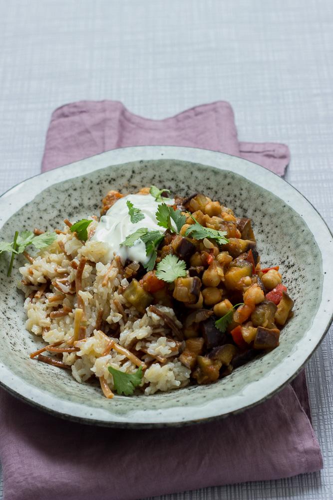 Rezeptbild: Libanesischer Reis mit Auberginen-Gemüse