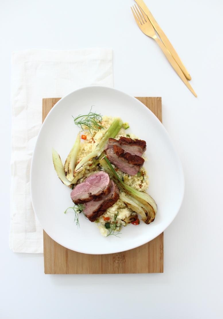 Rezeptbild: Entenbrust auf Taboulé