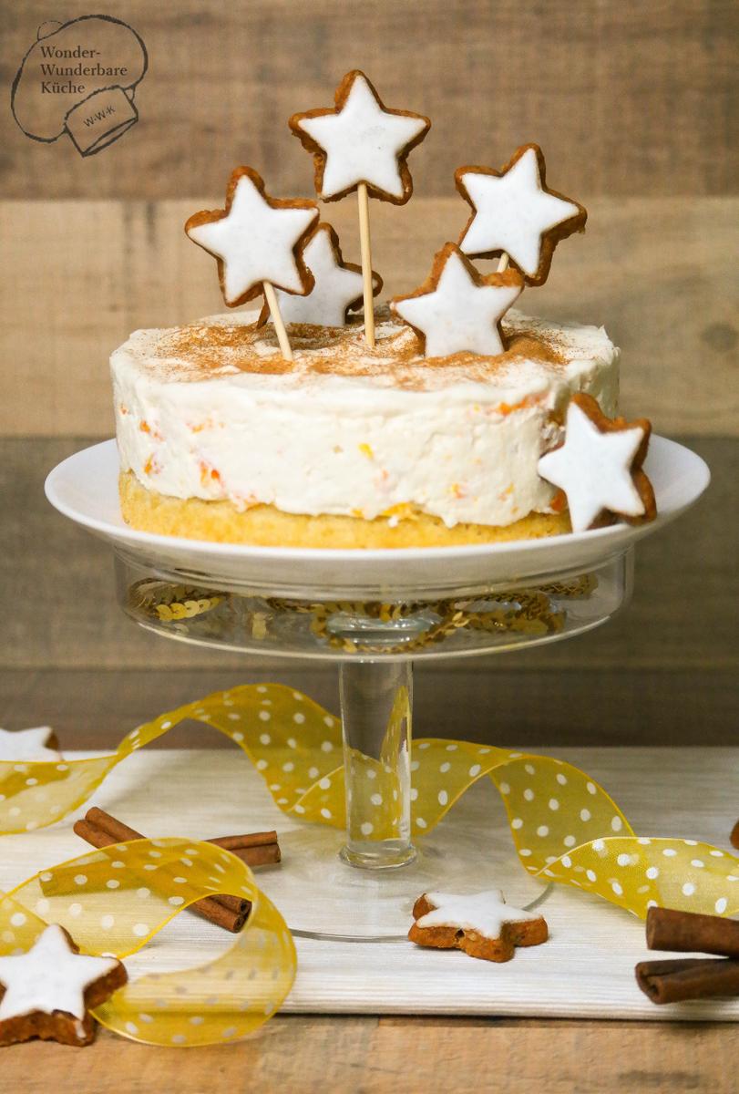 Rezeptbild: Kleine Mascarpone-Zimtstern-Torte mit Mandarinen 