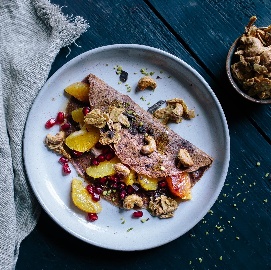 Rezeptbild: Pfannkuchen mit Schokolade und Orangen