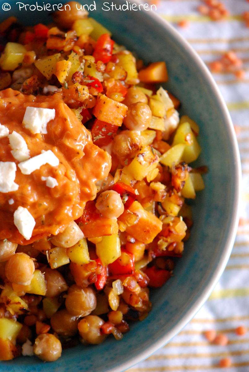 Rezeptbild: Bunte Gemüse-Pfanne mit Kichererbsen & Süßkartoffeln
