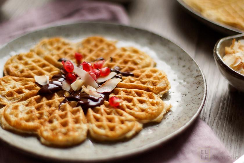 Rezeptbild: Vollkorn Waffeln mit Haferflocken