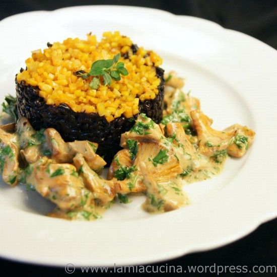 Rezeptbild: Schwarzer Risotto mit Pfifferlingen